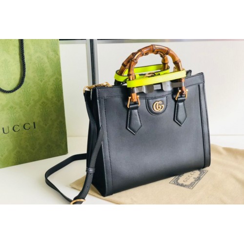 Borsa in pelle originale con manico superiore in bambù Gucci Diana GG 660195 nera