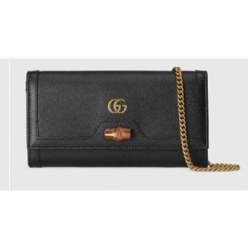 Portafoglio a catena Gucci Diana con bambù 658243 nero