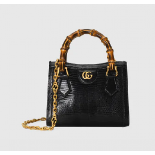 Mini borsa Gucci Diana lucertola 675800 nera