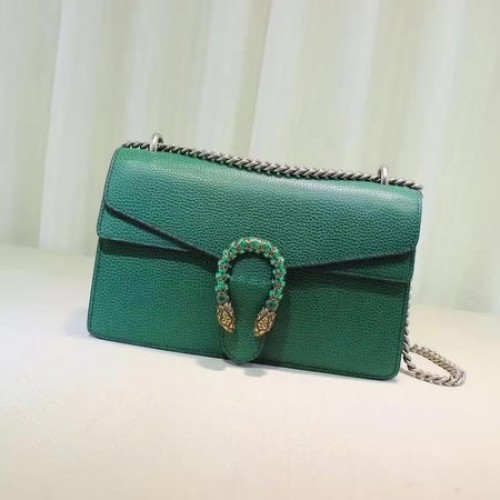 Borsa a tracolla in pelle Gucci Dionysus Blooms 400249 verde