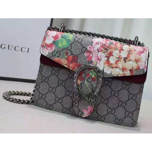 Borsa a tracolla mini Gucci Dionysus Blooms 421970 Borgogna