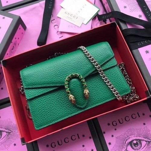 Borsa a tracolla in pelle di vitello Gucci Dionysus 476430 verde