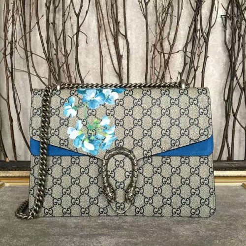 Borsa a tracolla in tela Gucci Dionysus GG 400235 blu