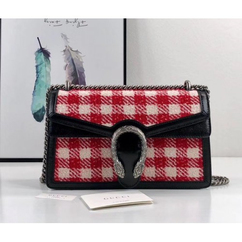 Borsa a tracolla in tweed originale Gucci Dionysus GG AS400249 rossa