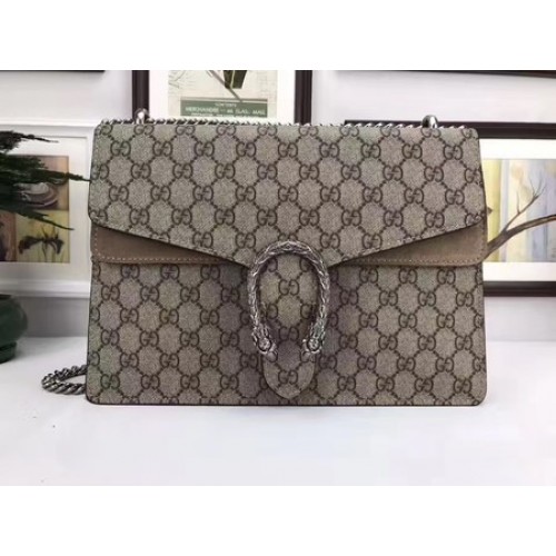 Borsa a tracolla in tela Gucci Dionysus GG Supreme 403348 Cachi