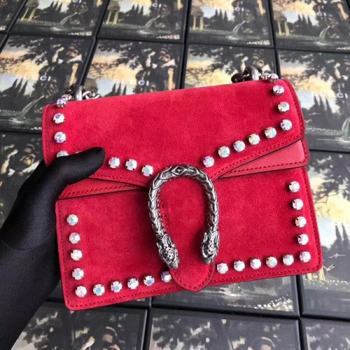 Mini borsa Gucci Dionysus GG Supreme in cristallo 421970 rossa