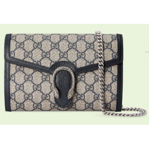 Portafoglio con catena Gucci Dionysus GG 401231 blu