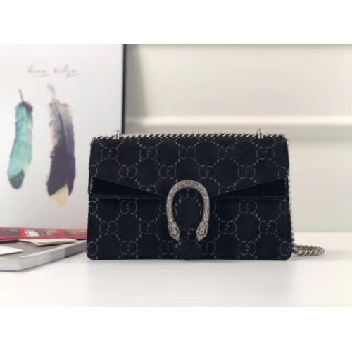 Borsa a tracolla piccola in velluto Gucci Dionysus GG 400249 nera