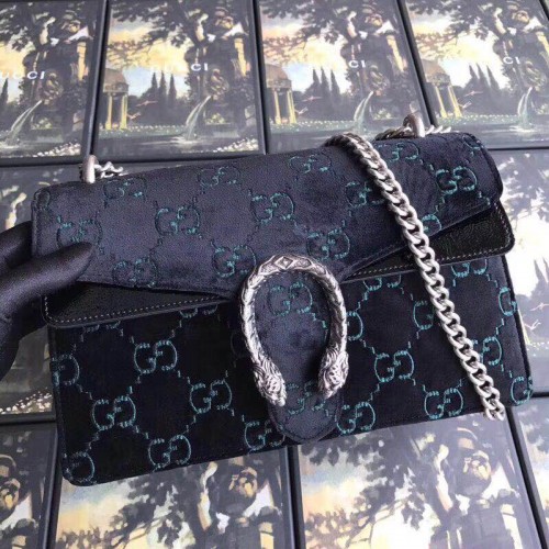 Borsa a tracolla piccola in velluto Gucci Dionysus GG 400249 nera