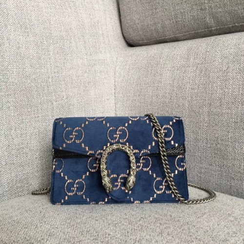 Borsa Gucci Dionysus GG super mini in velluto 476432 blu