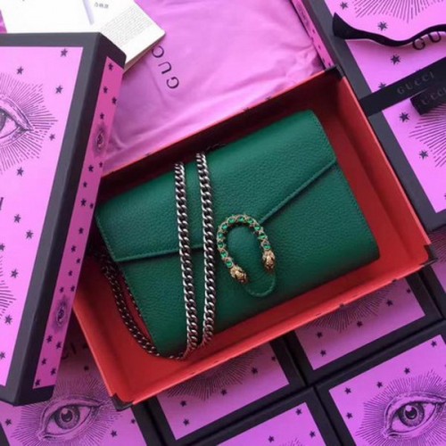 Mini borsa a catena in pelle Gucci Dionysus 401231 verde