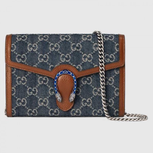 Borsa mini catena Gucci Dionysus 401231 Blu scuro