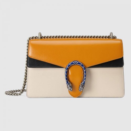 Borsa a tracolla piccola Gucci Dionysus 400249 Arancio bruciato e bianco