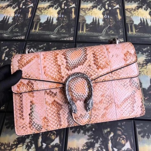 Borsa a tracolla Gucci Dionysus piccola in pelle di serpente 400249 rosa
