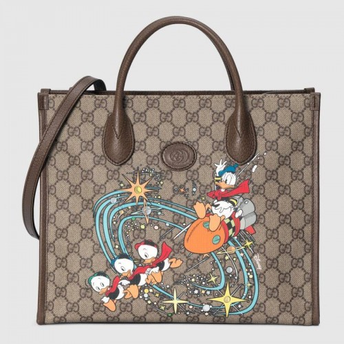 Borsa tote Gucci Disney x Gucci Paperino 648134 marrone