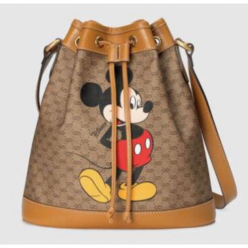 Borsa a secchiello piccola Gucci Disney x Topolino 602691 Marrone