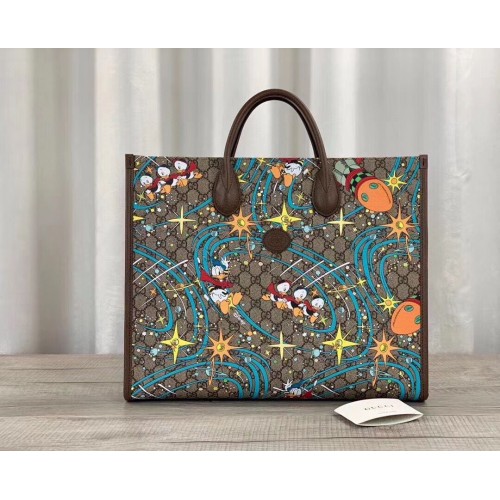 Borsa tote in pelle originale Gucci Donald Duck Series 650037