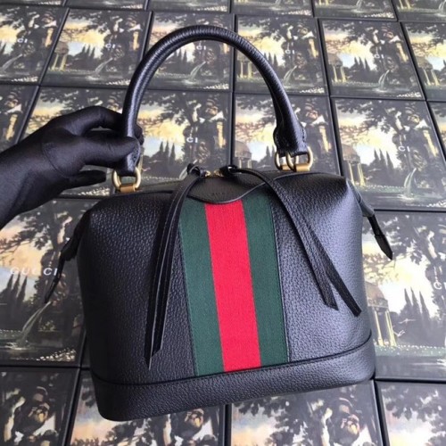 Borsa tote di alta qualità in pelle di vitello GG Gucci 523433 nera