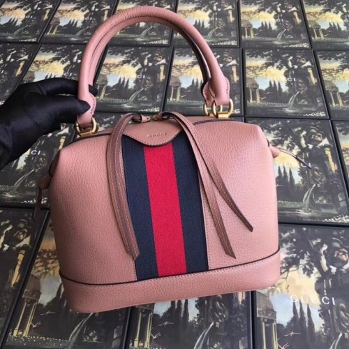 Borsa tote di alta qualità in pelle di vitello GG Gucci 523433 rosa