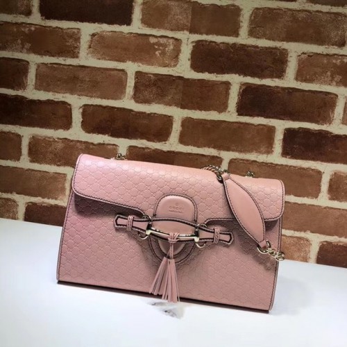 Borsa a tracolla in pelle Gucci GG 449635 rosa