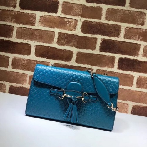 Borsa a tracolla in pelle GG Gucci 449635 blu