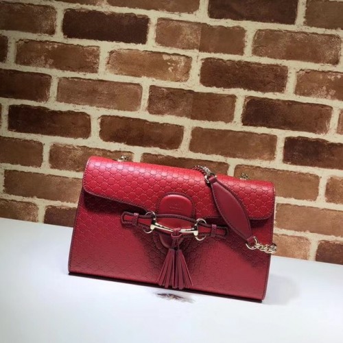 Borsa a tracolla in pelle GG Gucci 449635 rossa