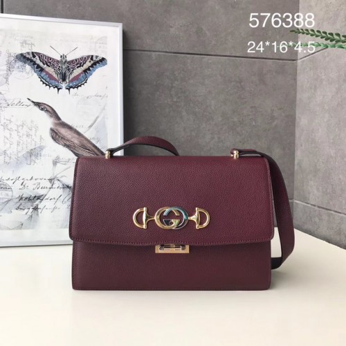 Borsa a tracolla in pelle Gucci GG A576388 violaceo
