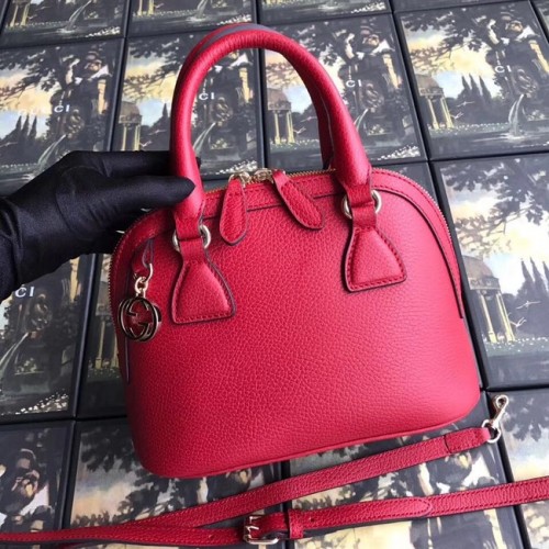Borsa tote in pelle GG Gucci 449661 rossa