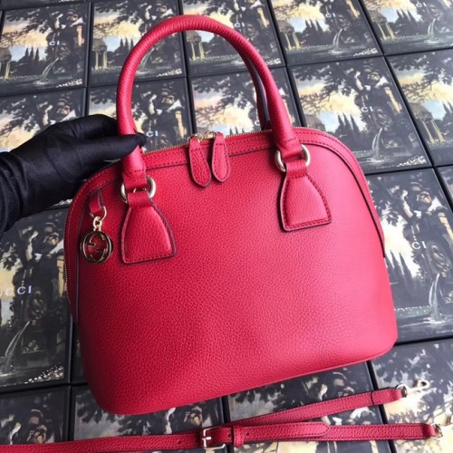 Borsa tote in pelle GG Gucci 449662 rossa
