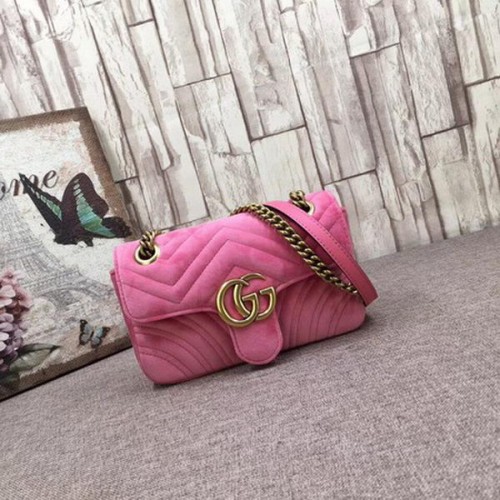 Borsa mini in velluto ricamato Gucci GG Marmont 446744T Rosa