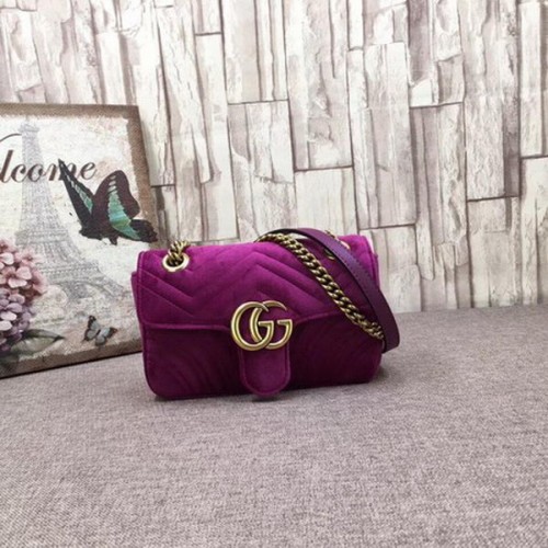 Borsa mini in velluto ricamato Gucci GG Marmont 446744T Viola