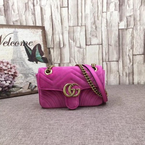 Borsa mini in velluto ricamato Gucci GG Marmont 446744T Rosa