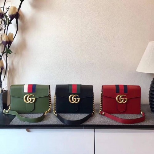 Borsa a tracolla in pelle Gucci GG Marmont 476468