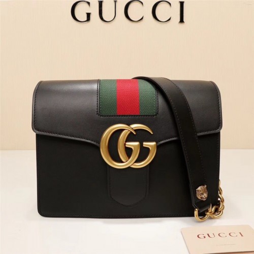 Borsa a tracolla in pelle Gucci GG Marmont 476468 nera
