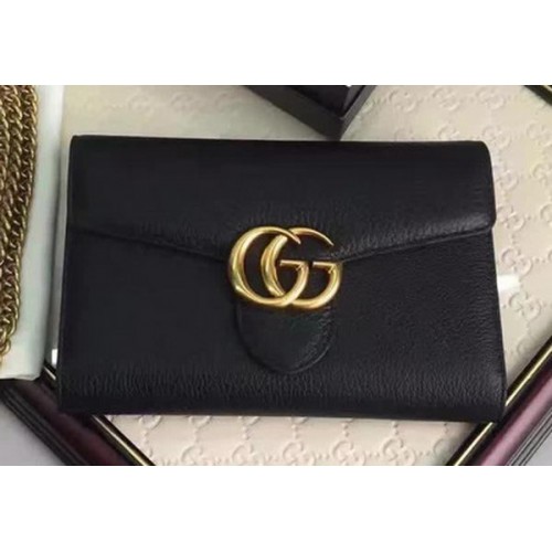 Mini borsa a catena in pelle Gucci GG Marmont 401232 nera