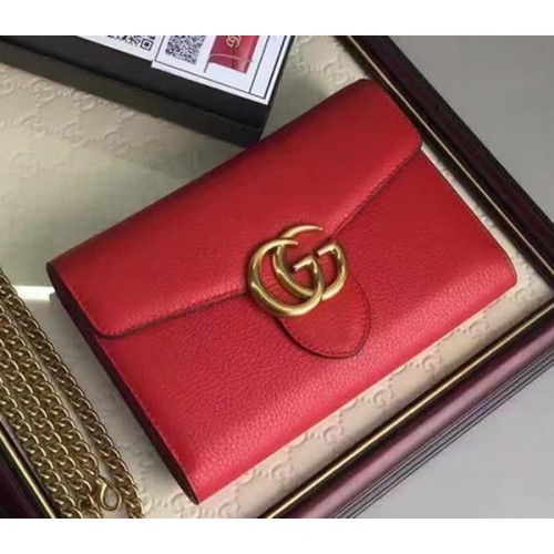 Mini borsa a catena in pelle Gucci GG Marmont 401232 rossa