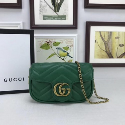 Borsa Super Mini in pelle Gucci GG Marmont Matelasse 476433 Verde
