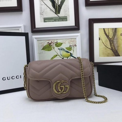 Borsa Super Mini in pelle Gucci GG Marmont Matelasse 476433 Rosa