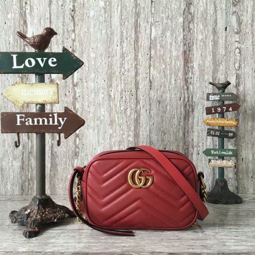 Borsa a tracolla mini Gucci GG Marmont Matelasse 448065A rossa