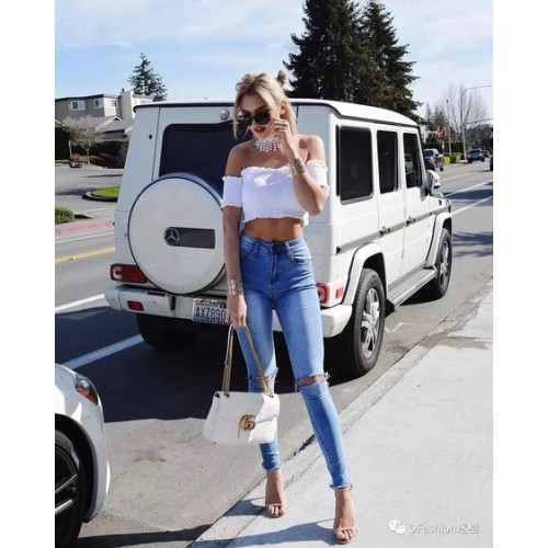 Borsa a tracolla Gucci GG Marmont Matelasse 443496 OffWhite