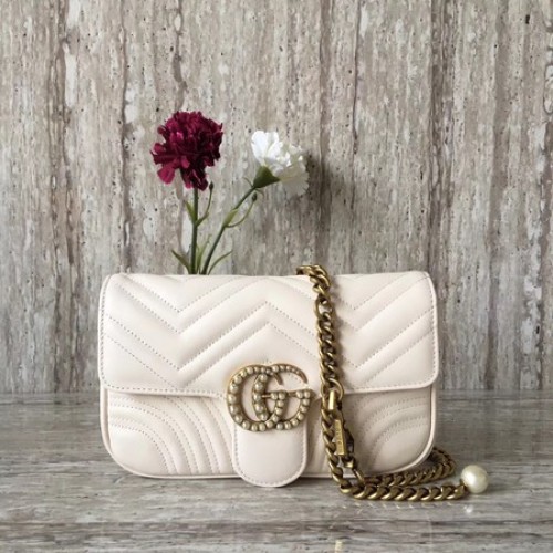 Borsa a tracolla Gucci GG Marmont Matelasse 443497 OffWhite