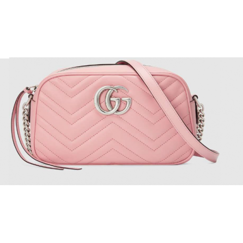 Borsa a tracolla Gucci GG Marmont Matelasse 447632 rosa chiaro