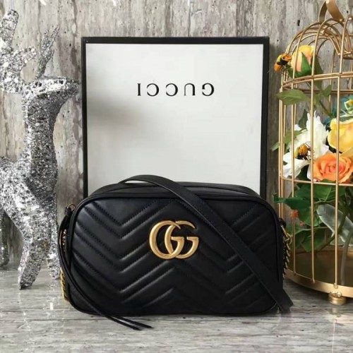 Borsa a tracolla Gucci GG Marmont Matelasse 447632A nera