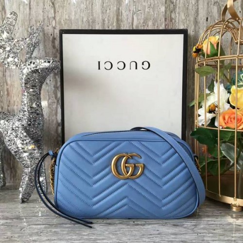 Borsa a tracolla Gucci GG Marmont Matelasse 447632A blu
