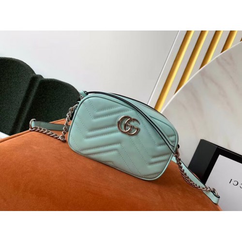 Borsa a tracolla piccola Gucci GG Marmont Matelasse 447632 Verde pastello
