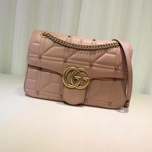 Borsa a tracolla Gucci GG Marmont Mmatelasse 443496 Rosa