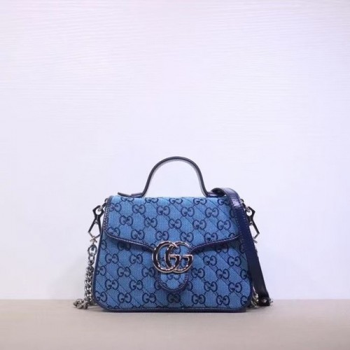 Borsa Gucci GG Marmont Multicolor mini con manico superiore 583571 blu