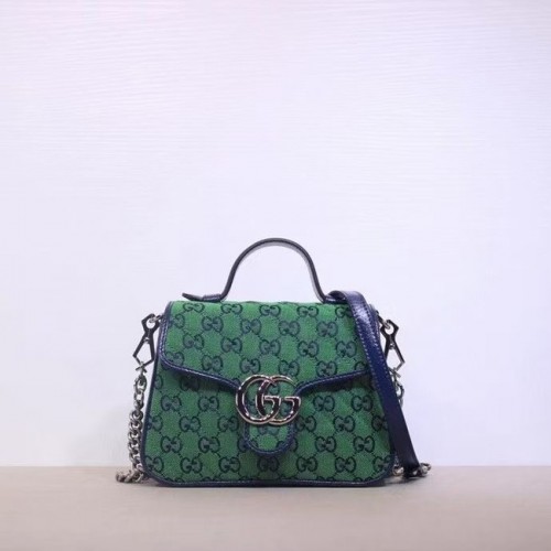 Borsa Gucci GG Marmont Multicolor mini con manico superiore 583571 verde