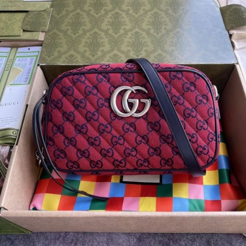 Borsa a tracolla piccola Gucci GG Marmont Multicolor 447632 rossa