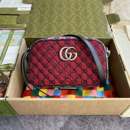 Borsa a tracolla piccola Gucci GG Marmont Multicolor 447632 red&yellow&greenpowder